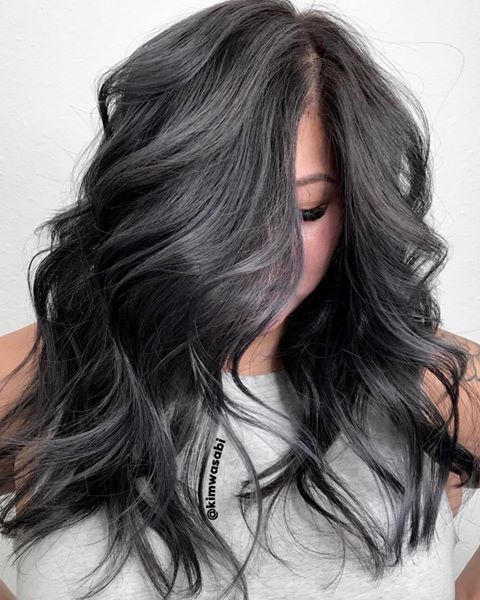 Hair Color Ideas Trendy, Charcoal Grey Hair, Unique Hair Color Ideas, Unique Hair Color, Charcoal Hair, Dark Grey Hair, Dark Fall Hair Colors, Dark Fall Hair, Hair Color Unique