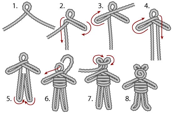 instructions for how to tie a knot in the shape of a teddy bear with two hands