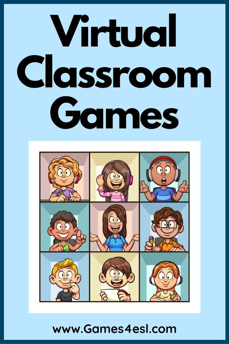 the virtual classroom games book cover with cartoon faces and hands on each side of the page