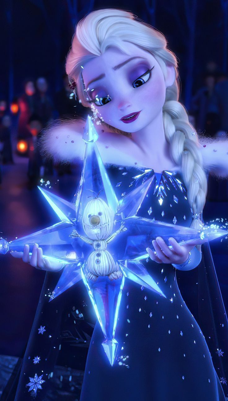 a frozen princess holding a star in her hands