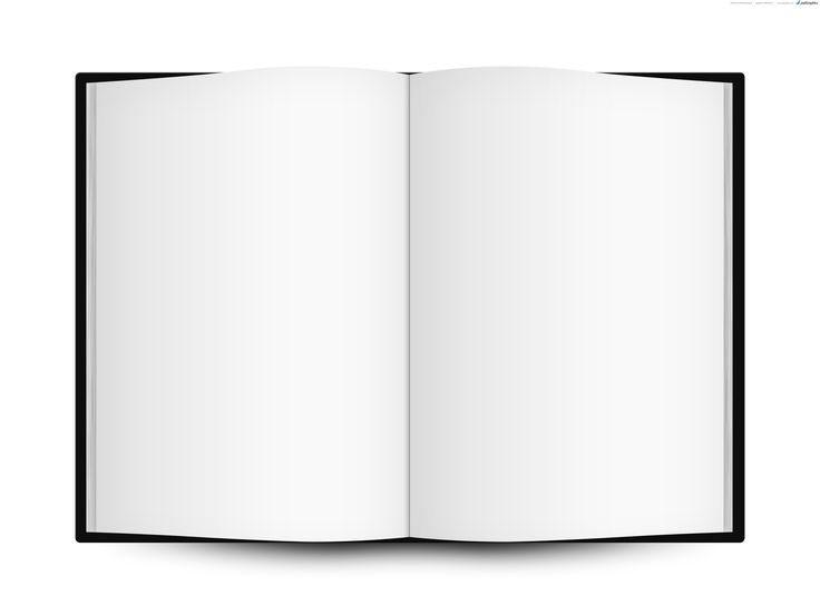 an open book on a white background with clippings to insert the text in