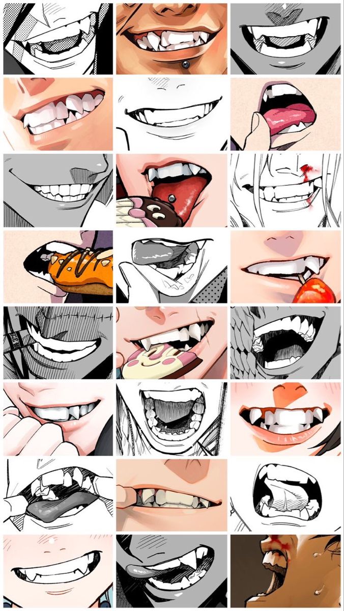 many different images of mouths and teeth with one being biting the other's mouth