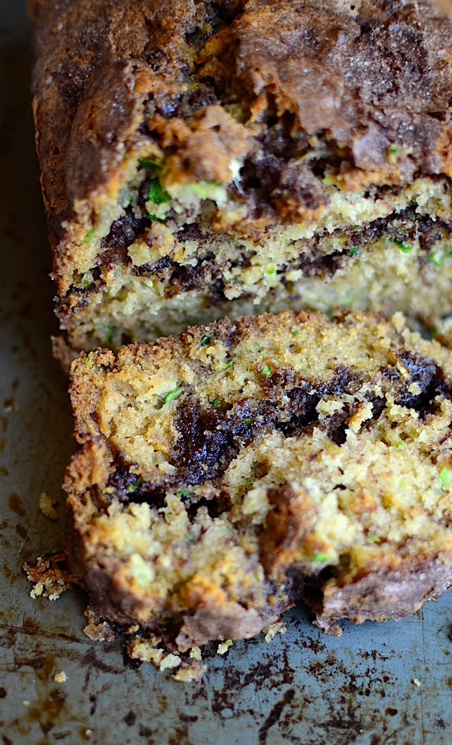 a loaf of chocolate chip zucchini bread