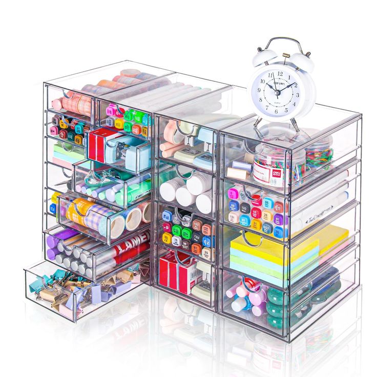 PRICES MAY VARY. ✅【4 Sets with 20 Drawers】Our desktop organizer provides the perfect solution for organizing office supplies, cosmetics, and crafts. With its 20-drawer design, you can categorize and store all your small items, and the transparent boxes allow you to easily locate the items you need, keeping everything in order. ✅【Stackable and Drawer Storage】This drawer storage features a stackable design, allowing you to securely stack storage boxes of the same size, effectively saving space. Th Desktop Storage Drawers, Clear Makeup Organizer, Office Supply Storage, Desktop Drawers, Art Supplies Storage, Clear Makeup, Kitchen Storage Boxes, Art Supply Organization, Organized Desk Drawers