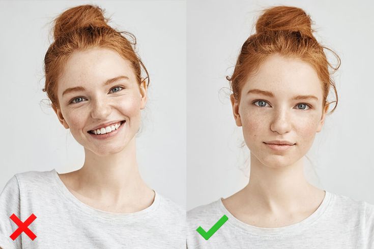 two pictures of a woman with red hair and green tickes on her face, both showing the same amount of wrinkles