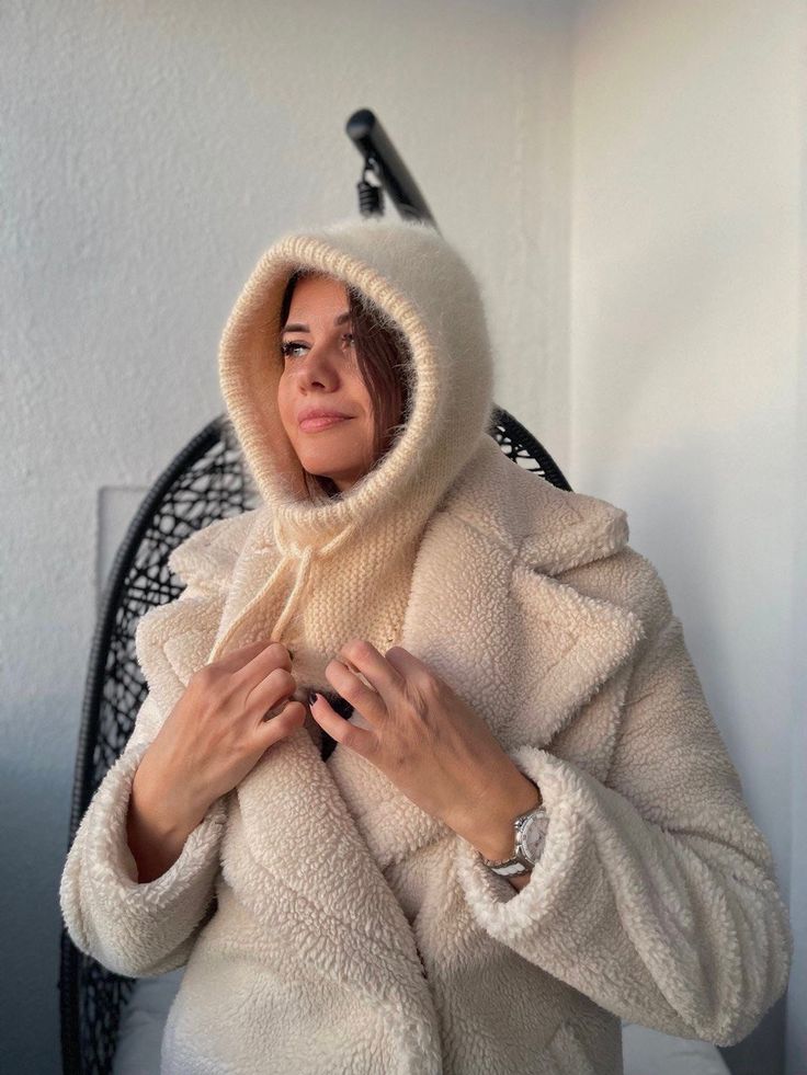 Wool balaclava Fluffy hood is the trend of 2021. This is a handy accessory that won't ruin your hair and keep you warm in cold weather. You will be comfortable and comfortable. Mink yarn is very warm and pleasant. One size fits all Fits most head sizes from 20 to 24 inches (56-60 cm). Balaclava color 18 You can order it in any other size or color. Various colors in the attached file. The last picture shows the new colors of angora wool. On order within 7-14 days. ▬ Material: mink wool and angora Luxury Wool Hat For Winter, Luxury Cold Weather Hats For Women, Cute Winter Hats 2022, Long Winter Hats, Winter 2022 Hats, 2022 Winter Hat, 2022 Winter Hats For Women, Casual Cheap Winter Bonnet, Hats Winter 2022