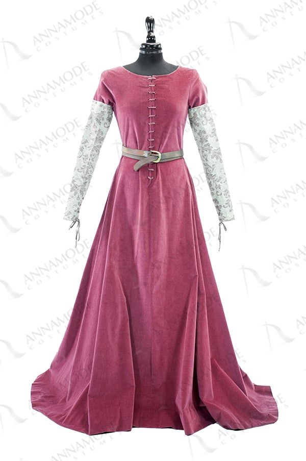 Woman DRESS 1300 | ANNAMODECOSTUMES - since 1946 Detached Sleeves, Medieval Gown, Historic Fashion, Fantasy Dresses, Barbie Movie, Burgundy Velvet, Woman Dress, Medieval Fashion, Fantasy Dress