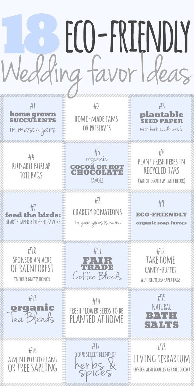 the top ten eco - friendly wedding favors for each guest to have in their house