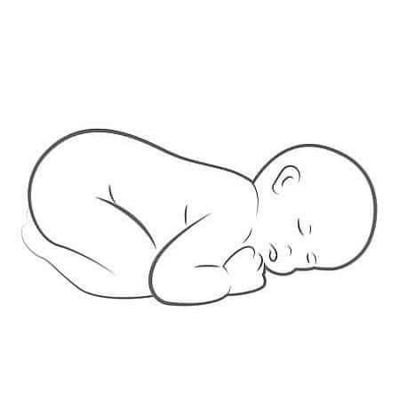 a drawing of a baby sleeping on it's side