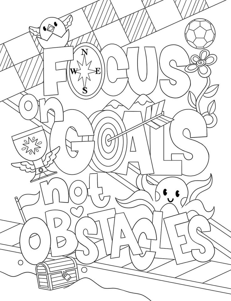 a coloring page with the words focus on it