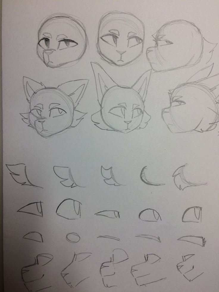 a drawing of different faces and shapes