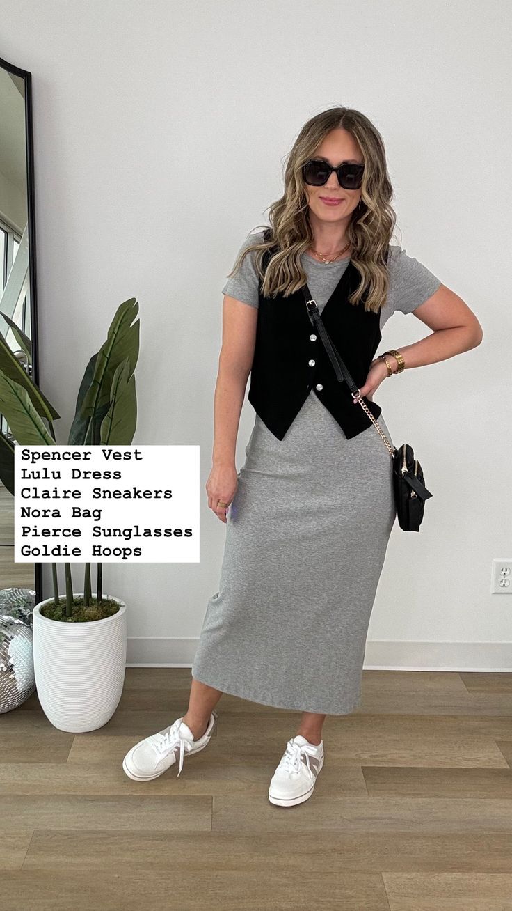 Swester Vest Dress, Feminine V-neck Vest For Spring, Seeater Vest Dress, Casual Sleeveless Vest Dress For Spring, Dress With Vest, Chic V-neck Vest For Daywear, Vest Dress Outfit, Winter Outfits For Work, Lulu Dresses