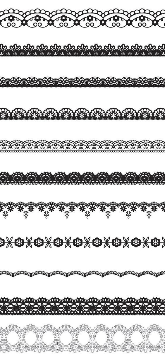 a set of black and white lace borders