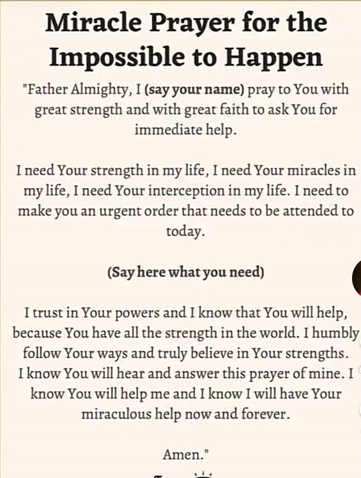 a prayer for the impossible to happen