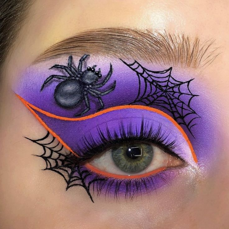 Hallowen Schminke, Halloween Spider Makeup, Halloween Eyeshadow, Spider Makeup, Holloween Makeup, Bold Eye Makeup, Cute Halloween Makeup, Cute Eye Makeup, Halloween Eye Makeup