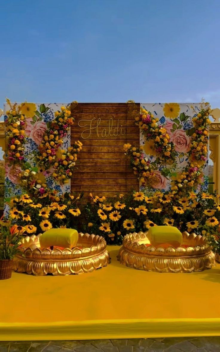 We will make your event memorable.. Decoration Ideas Haldi, Haldi Backdrop, Event Planner Website, Haldi Decoration Ideas, Haldi Ceremony Decorations, Planner Website, Haldi Decoration, Mehendi Decor Ideas, Wedding Decor Photos