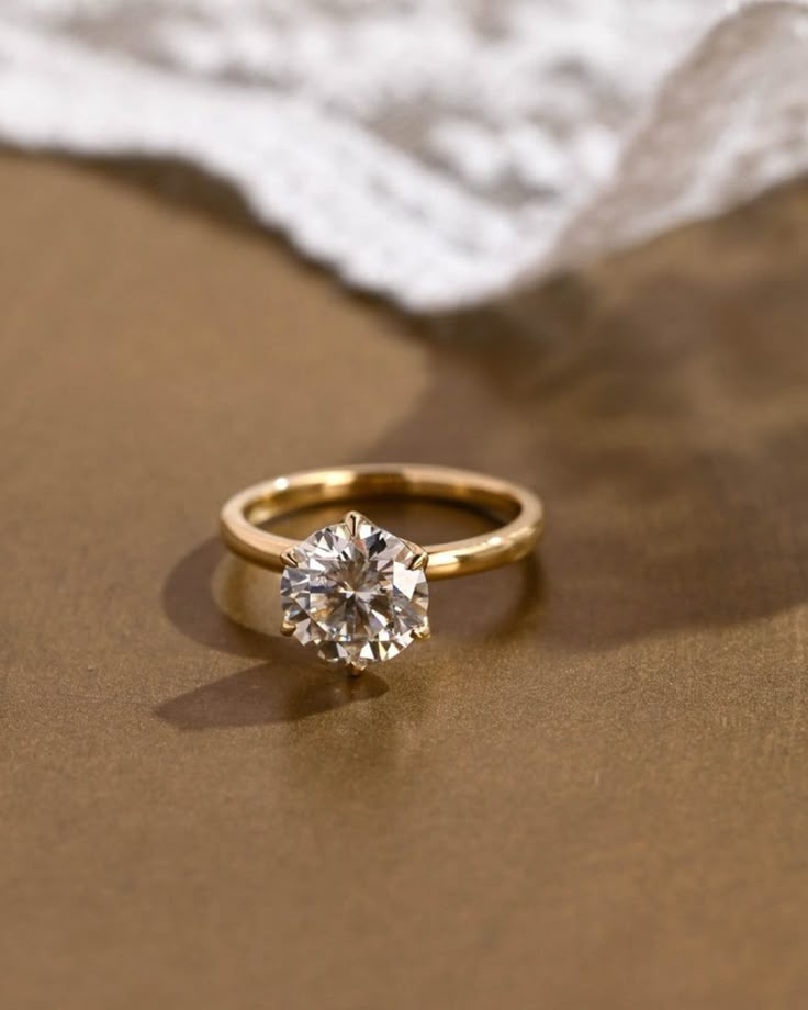 1.0 - 3.0 CT Round F/VS1 CVD Diamond Solitaire Engagement Ring - Camila Brown Tiffany Setting Engagement Ring Gold, 1.25 Carat Diamond Ring, Round Gold Wedding Rings, Elegant Gold Engagement Rings, Square Cushion Cut Engagement Ring, Unique Circle Engagement Rings, Gold Circle Engagement Ring, Engagement Rings Circle Diamond, Classic Gold Engagement Rings