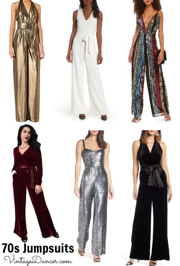 70s Fashion | What Did Women Wear in the 1970s? Gold 70s Outfit, Disco Jumpsuit 1970s, Diy Disco Outfit Ideas, Womens Disco Outfit 70s, Womens Disco Outfit, 70s Disco Outfit For Women, Disco Era Fashion, 70s Theme Party Outfit, Disco Outfit For Women