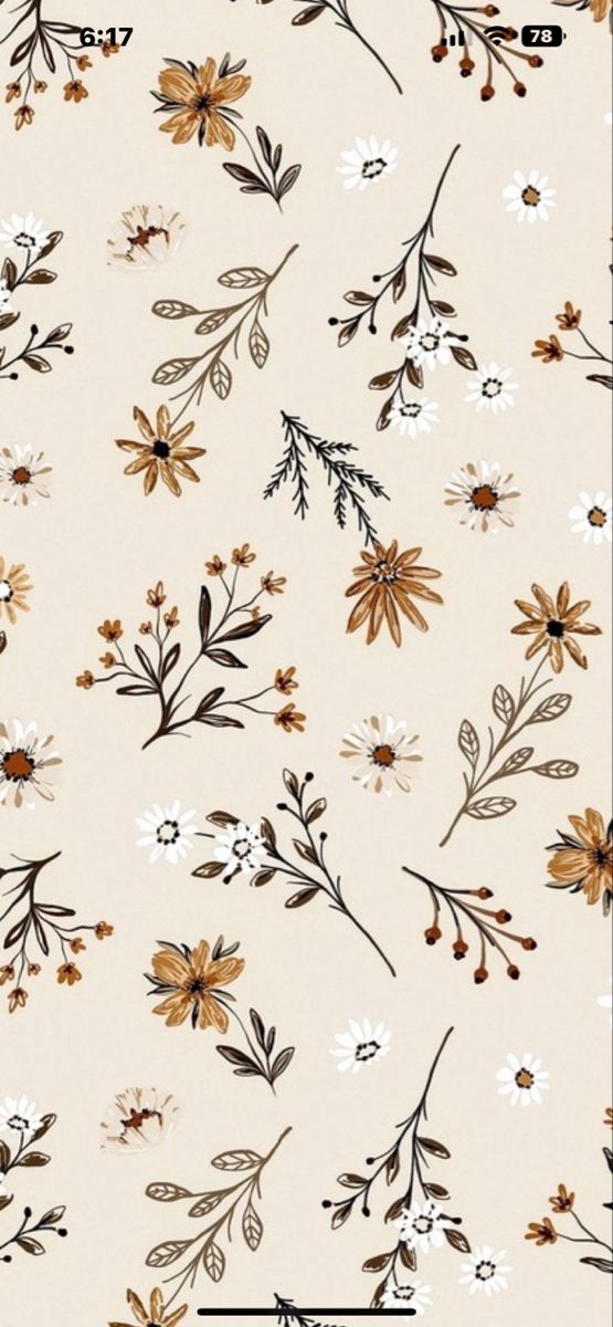 a white background with brown flowers and leaves