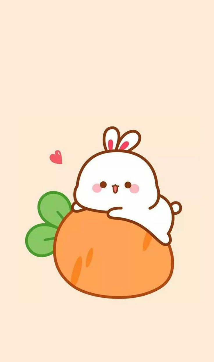 an image of a cute bunny holding a carrot with hearts on it's back