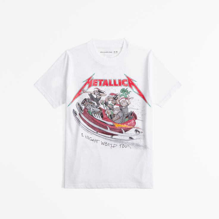 Comfortable short-sleeve tee in a soft cotton-blend fabric, with Metallica graphic detail at chest and back and crew neckline. Boy Post, Boys Tops, Abercrombie Kids, Post Malone, Boys Top, Little People, Kids Boys, Size 13, Crew Neckline