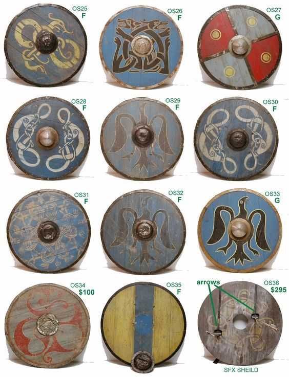 several different types of shields with numbers and symbols on them, all in different colors