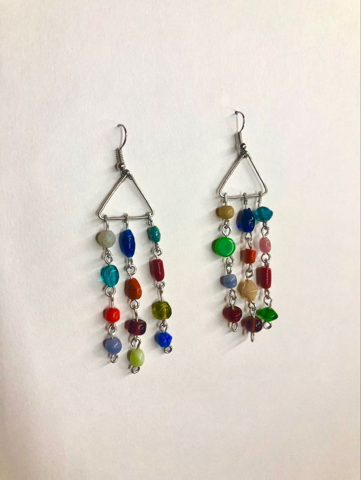 handmade wire earrings with beads Diy Hippie Earrings, Diy Hippie Jewelry, Hippy Earrings, Hippie Jewelry Diy, Bohemian Jewellery, Cali Girl, Earrings Wire, Hippie Earrings, Boho Style Jewelry