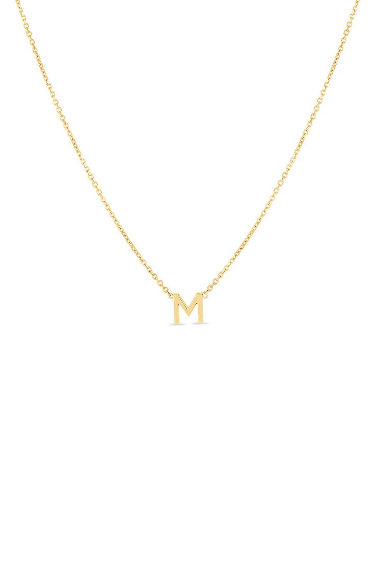 Personalize your style with this Italian made initial necklace. 14K gold initial necklace. Spring ring closure. Approx. 16-18" length. Made in Italy Gold M Necklace, M Necklace Initial, M Initial Necklace, L Necklace, 14k Gold Initial Necklace, Twin Day, Initial M, M Necklace, Gold Initial Necklace