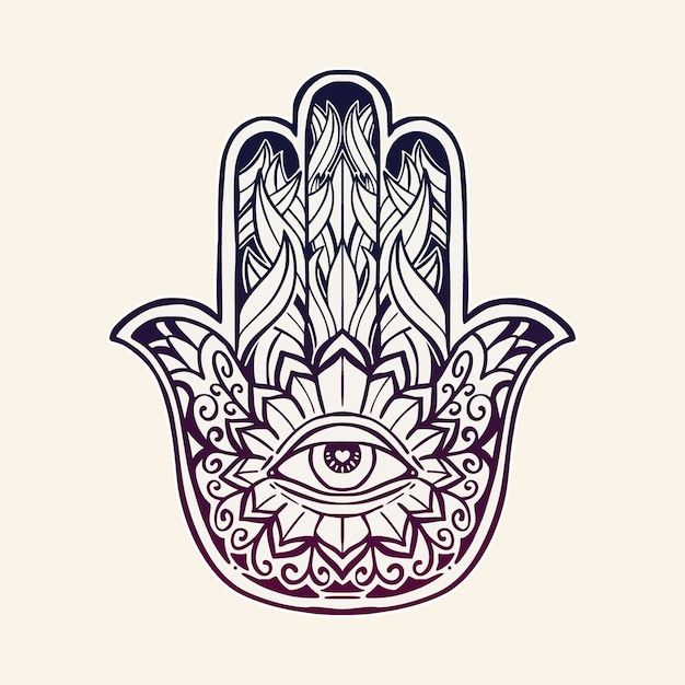 a hamsa hand with an eye on it's center and ornate designs around the palm