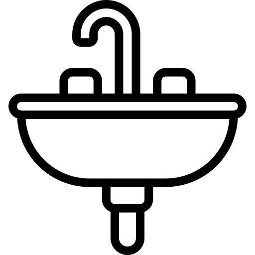 a black and white image of a sink