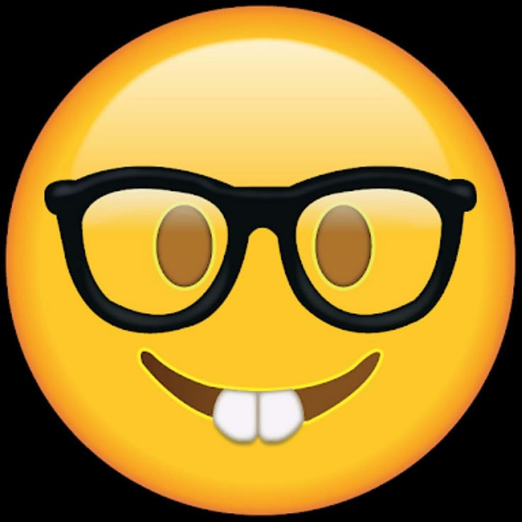 a smiley face wearing glasses and smiling