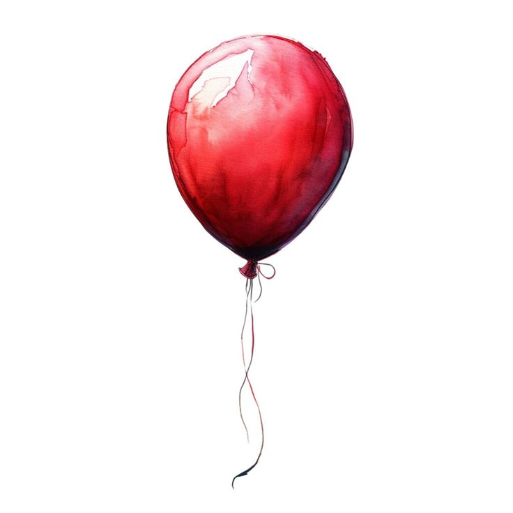 a watercolor painting of a red balloon