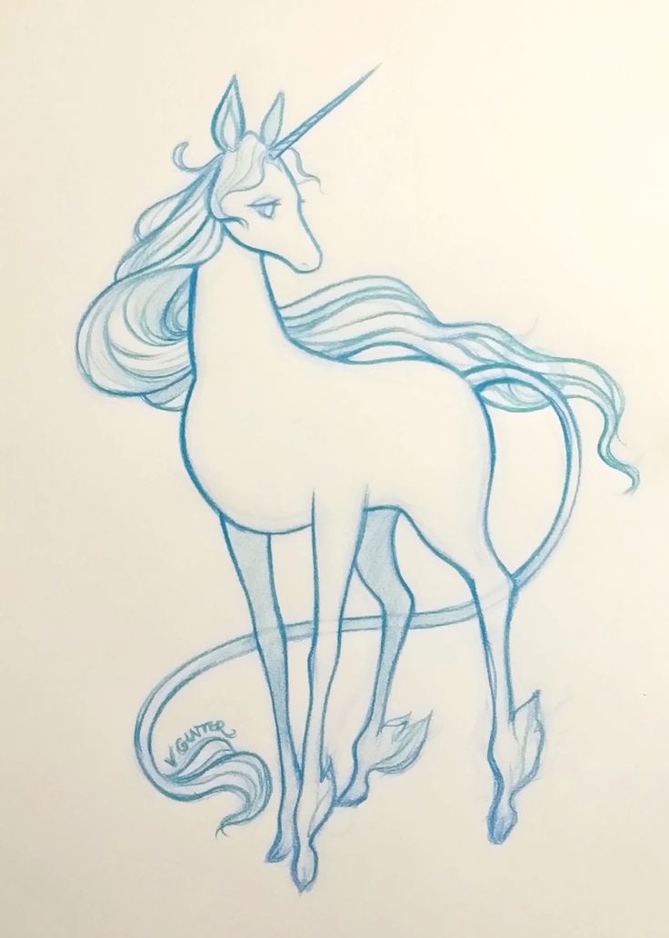 a drawing of a unicorn with long hair