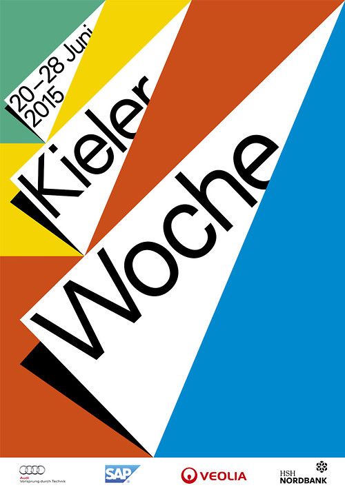 a poster with the words kieller voche in different colors and shapes on it