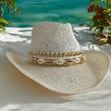 Handmade Western Hats For The Beach, Handmade Western Style Beach Hat, Handmade Country Style Straw Hat For Rodeo, Handmade Country Style Fedora For The Beach, White Western Fedora Straw Hat, Handmade Wide Brim Straw Hat For Rodeo, Handmade Hat Bands For Ranch In Summer, Southern Style Beach Hat With Curved Brim, White Western Brimmed Sun Hat