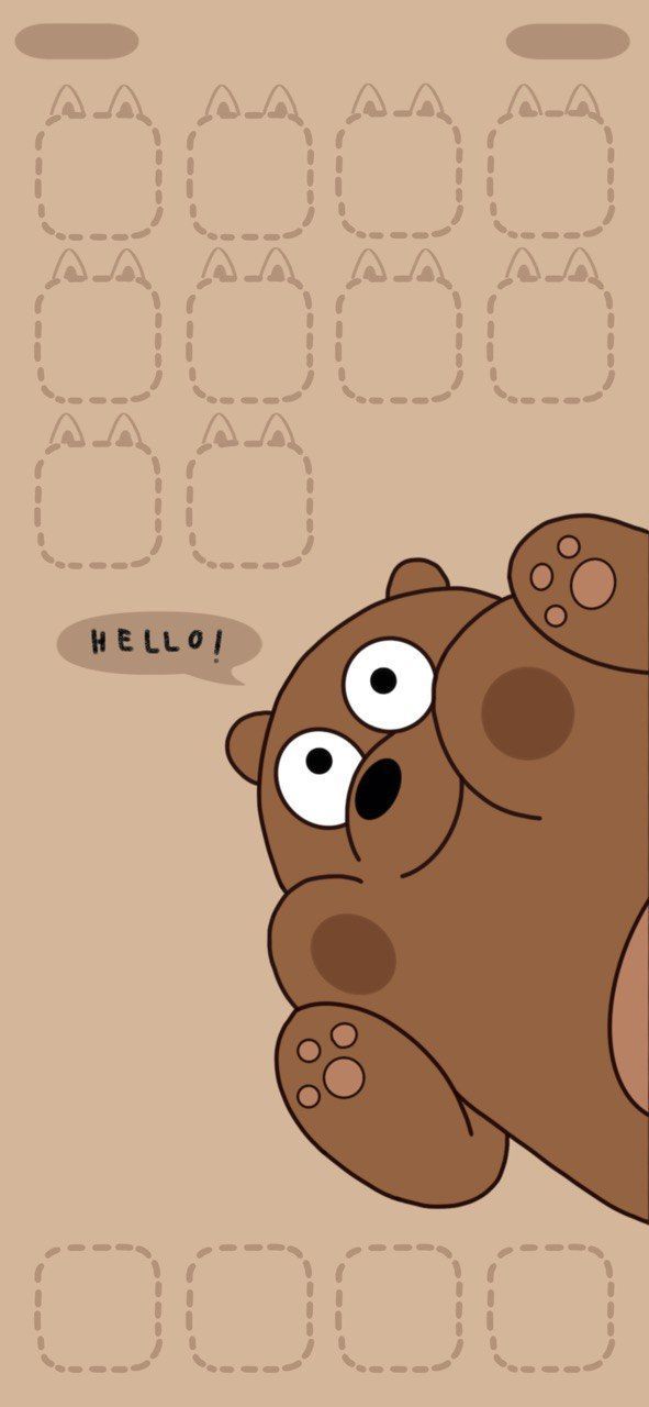 a brown teddy bear sitting on top of a floor next to a sign that says hello