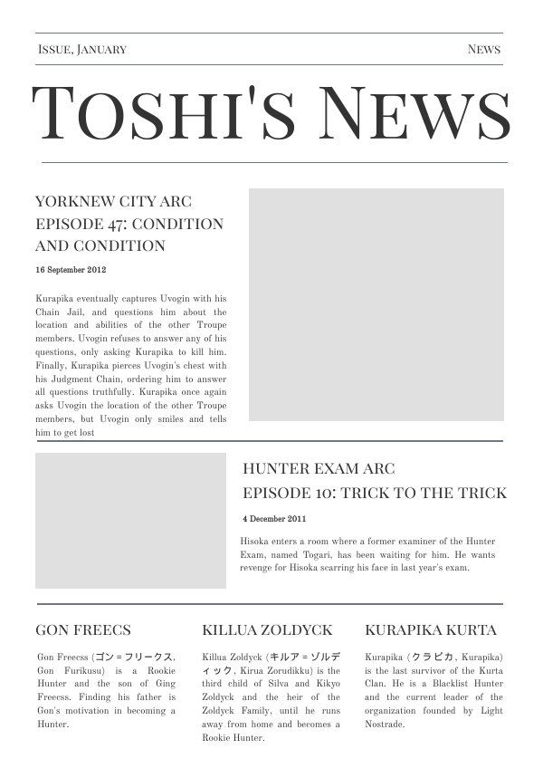 the front page of toshi's news, which is featured in an article