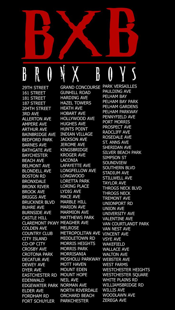 the band's poster for bronx boys, which is featured in red and black