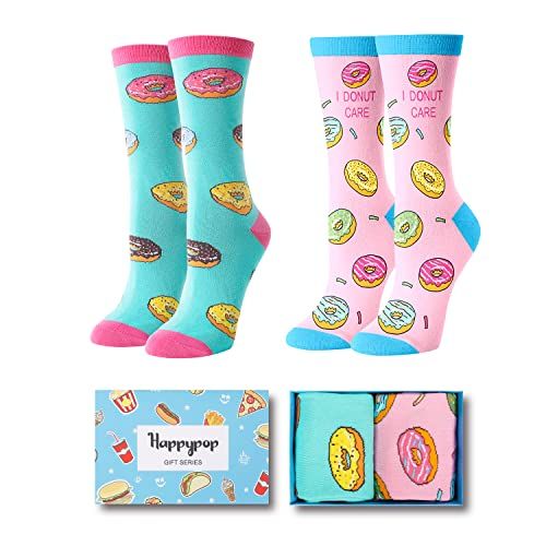 DONUT SOCKSDonut socks women, doughnut socks. Featuring fashionable donuts and donuts, these food socks not only look super-cute they're packed with functionality. Put a little pep in your step with these fun pattern socks.SIZE & PACKINGThese novelty socks come in one exclusively designed gift box. Fit for sock size 8-13, women shoe size 6-12.QUALITY MATERIALOur food socks 2 pack use 80% combed cotton, 17% polyamide, 8% spandex to ensure our funky socks are soft, comfortable, stretchy and br Adult Candy Socks, Donut Socks, Donut Care, Food Socks, Donut Gifts, Holiday Socks, Funky Socks, Stylish Socks, Stocking Gifts