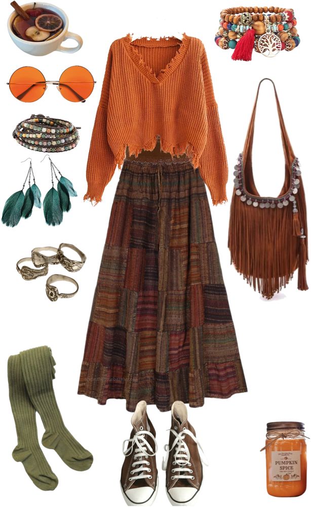 Hippy Winter Fits, Fox Aesthetic Outfit, Diana Bishop Outfits, Outlander Inspired Outfits, Granola Office Outfits, Boho Winter Outfits Bohemian, Boho Witchy Outfits, Boho Outfits For School, Warm Hippie Outfits