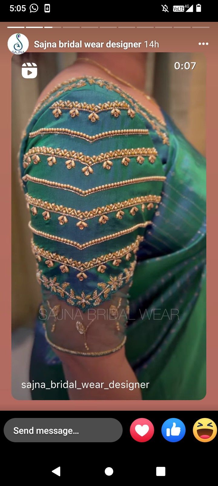 Aari Work Sleeve Design, Ariya Work Blouse Designs, Green Net Blouse Aari Work Designs, Back Neck Net Aari Work, Simple Aari Designs For Blouse, Elbow Sleeve Aari Work Blouse, Green Colour Aari Blouse Design, Green Aari Blouse, Mirror Blouse Design