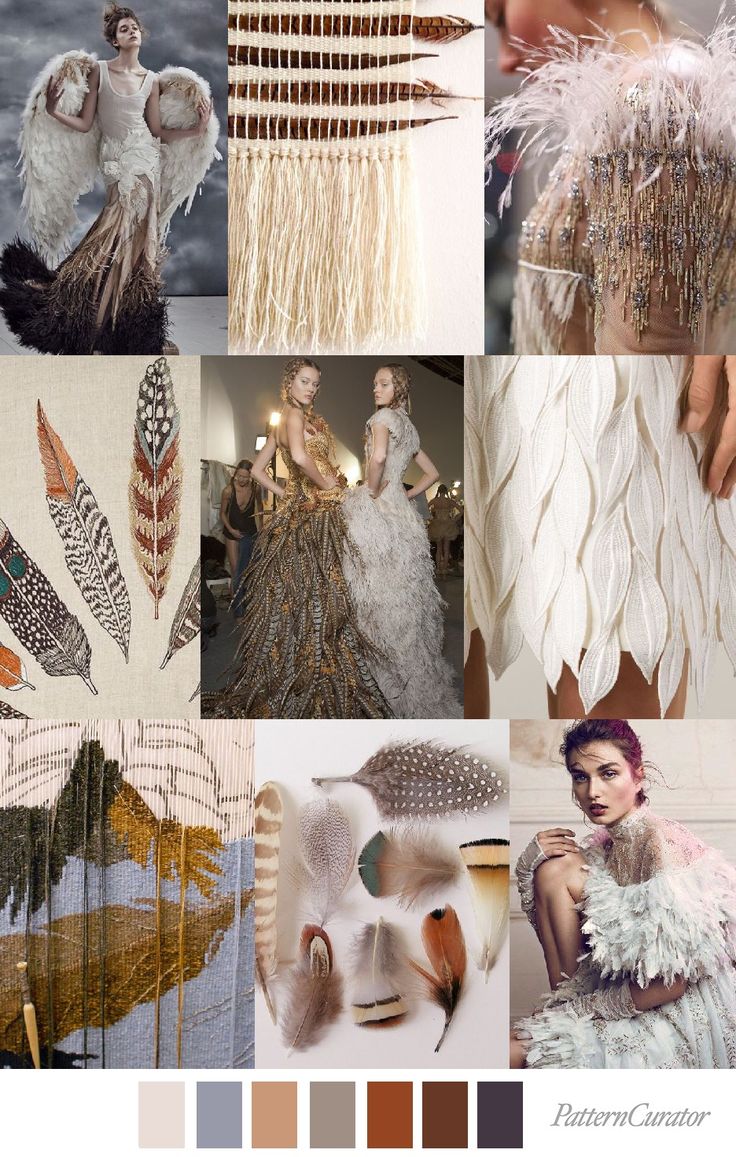 a collage of different pictures with feathers and colors in the same color palettes