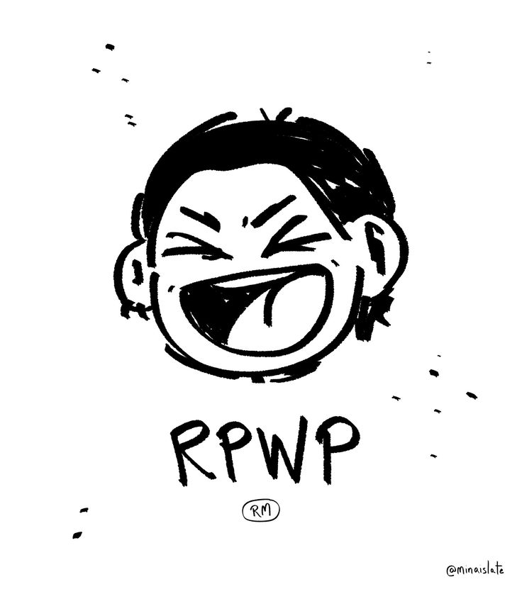 a drawing of a face with the word rpwp in it's mouth