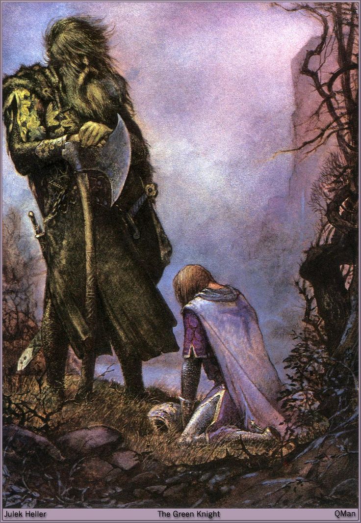 an image of a man and woman standing in the woods with one holding a shield