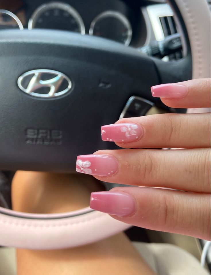 pink flower nails ombre Pink Flower Nail Designs, Pink Flower Nails, Nails Ombre, Light Pink Flowers, Flower Nail Designs, Flower Nail, Best Acrylic Nails, Flower Nails, Nails Inspo