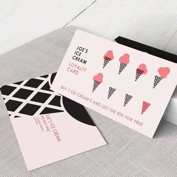 a card with ice cream cones on it sitting next to a white box and some other items