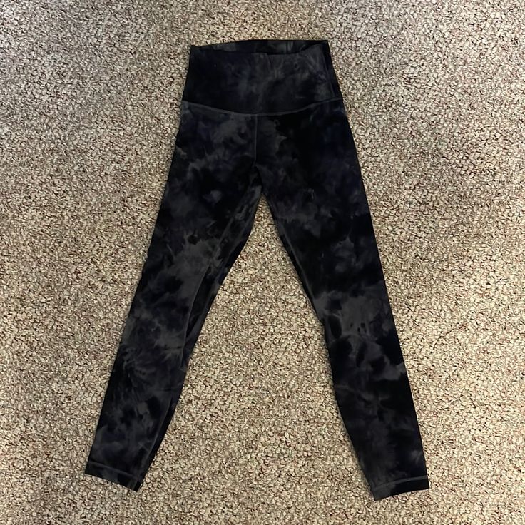 Great Condition, Size 4, Black Marble Dye Lululemon Black Camo Leggings, Lululemon Black Tie Dye Leggings, Lululemon Align, Black Marble, Lululemon Athletica, Pant Jumpsuit, Size 4, Pants For Women, Marble