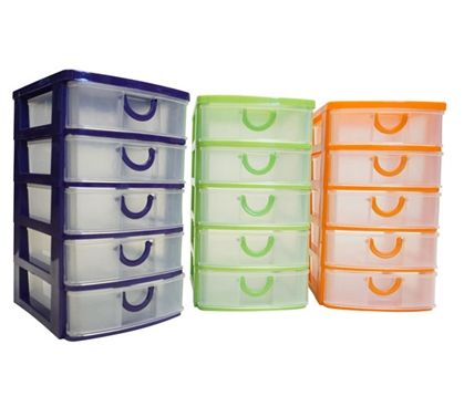 four plastic storage containers stacked on top of each other