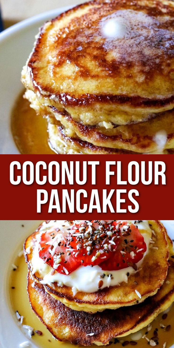 pancakes on a plate Keto Pancakes Almond Flour, Pancakes Almond Flour, Coconut Flour Pancakes Recipe, Keto Brood, Coconut Flour Pancakes, Coconut Pancakes, Coconut Flour Recipes, Flour Pancakes, Cookies Gluten Free