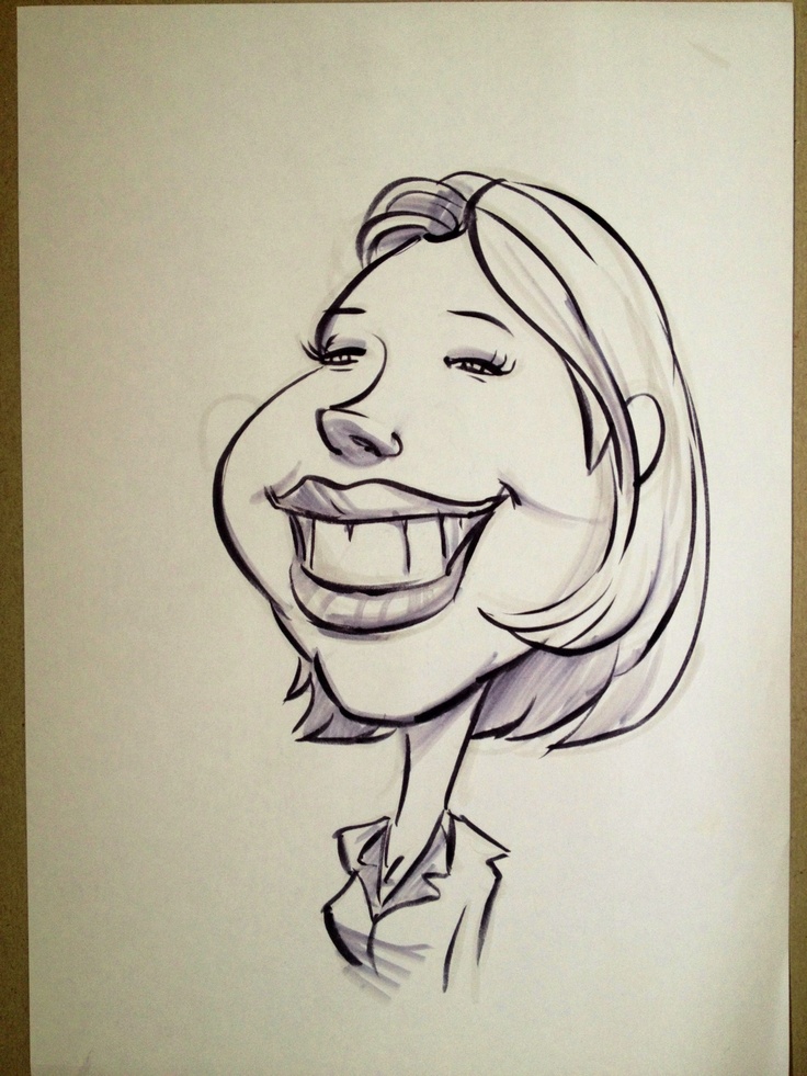 a drawing of a woman's face with a smile on her face and shoulders